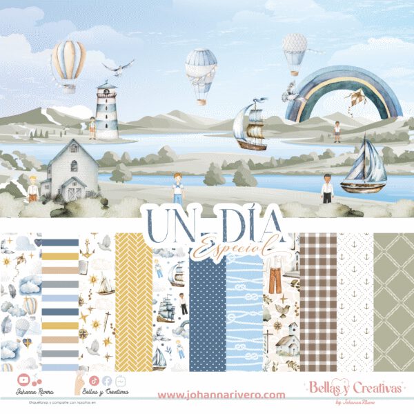 Decorative set paper, 17 sheets / Colección17 Papeles, 30,5 X 30,5 CMS Un dia especial niño